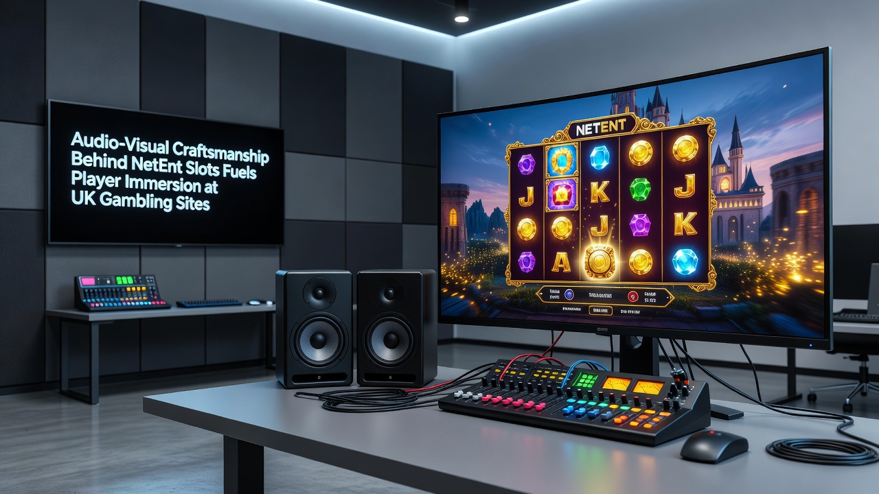 NetEnt slot interface showcasing detailed visuals and synchronized audio elements on a UK gambling site