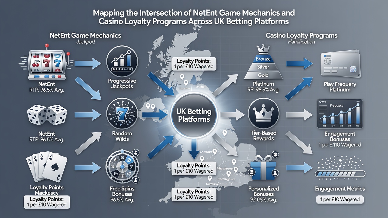 Loyalty program dashboard displaying tier progress and NetEnt feature point breakdowns on a UK betting site