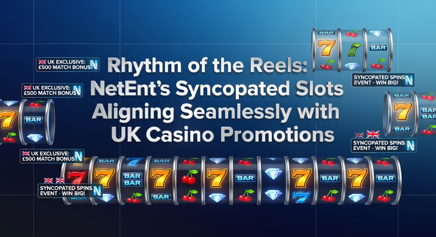 Vibrant NetEnt slot reels syncing in rhythmic patterns against a backdrop of casino promotion banners