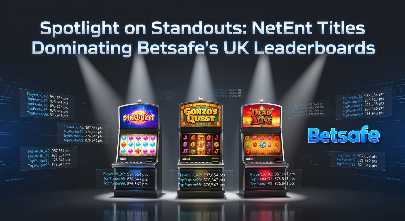 Vibrant screenshot of Betsafe UK leaderboards showcasing NetEnt slots in top positions with glowing win counters and player avatars