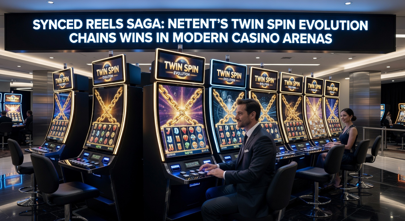 Dynamic close-up of multiple Twin Spin reels fully synced, displaying a chain of diamond symbols leading to a jackpot payout